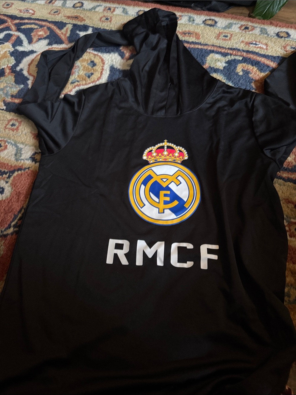 Real Madrid Black Hoodie long sleeve shirt with Crest